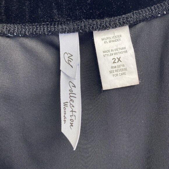 NY Collection Velvet Elastic Waist Flare Long Skirt Woman Sz 2X Black Used - Picture 13 of 14